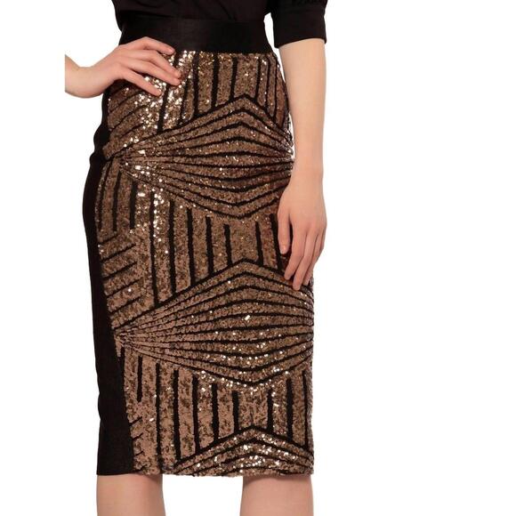 GRACIA Dresses & Skirts - NEW GRACIA glimerring skirt in black gold